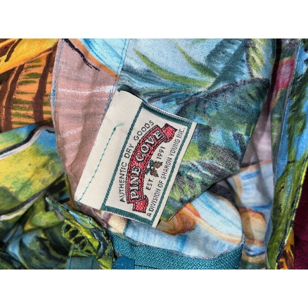 Vtg Sharon Young Tropical Hawaiian Tiki Print Straight Pencil Midi Skirt 14 - Picture 7 of 15